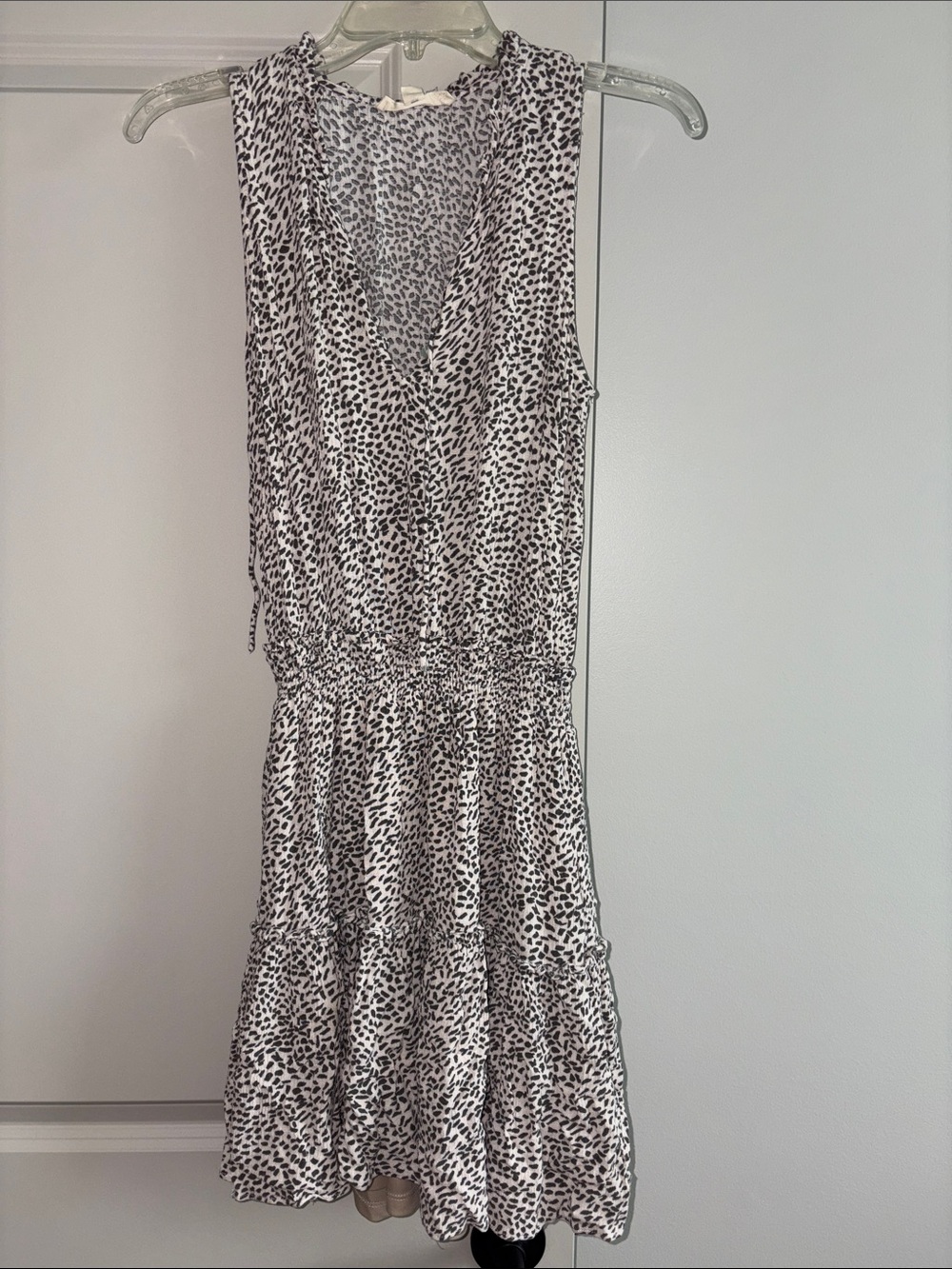 Love Stitch Grey and White Spotted Print Dress